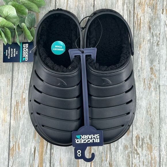 Men's Black Comfy Fuzzy Lined EVA Clogs Sandals Shoes Size 8 - Picture 1 of 4